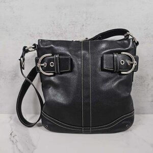 Coach Soho Black Leather Slim Duffle Convertible Shoulder Bag